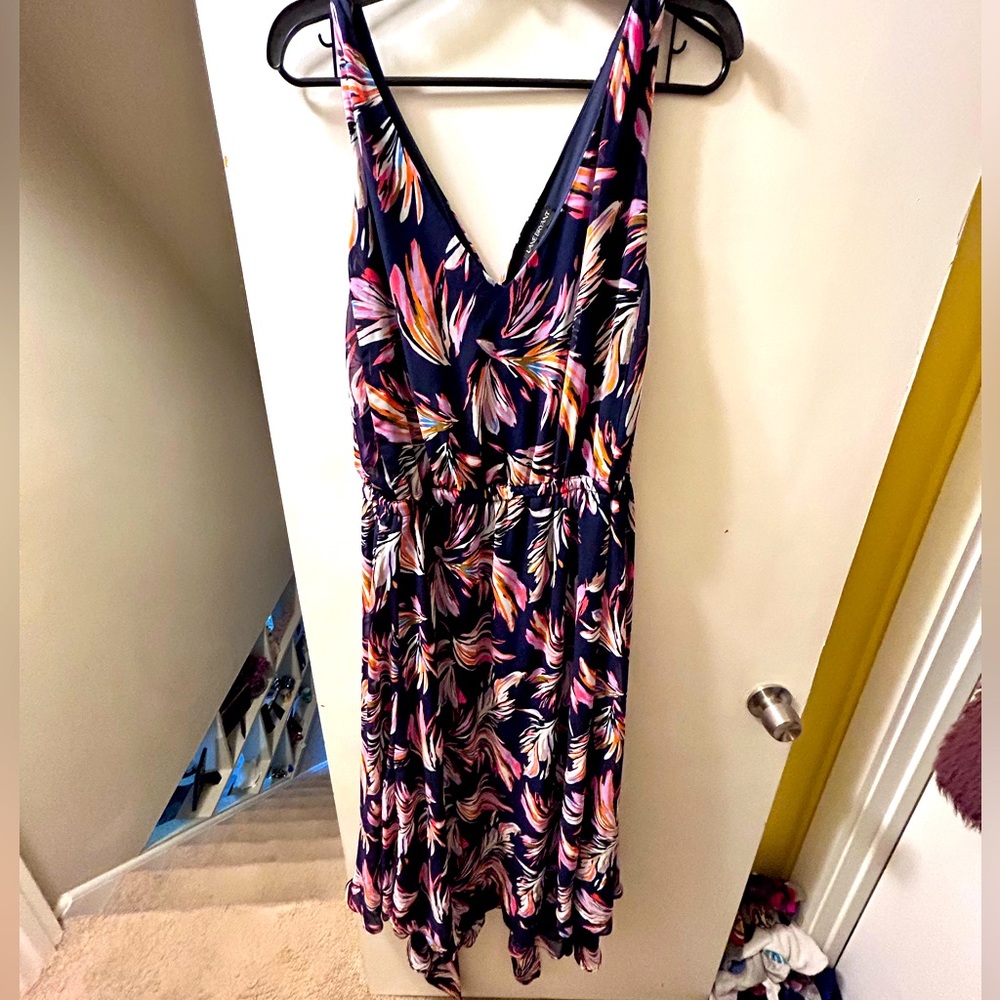 Lane Bryant Woman Size 20 Deep Purple Midi Dress Lined Palm Leaf design
